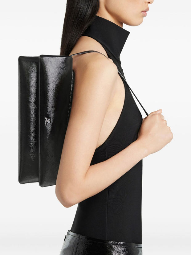 Courreges Cuff Leather Clutch Bag - Black