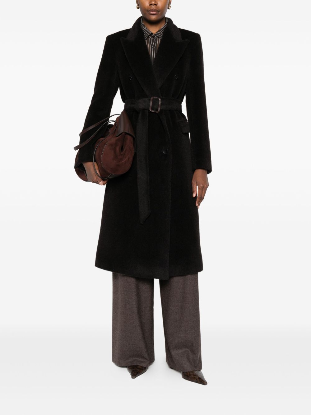 Tagliatore Wool Double-breasted Coat Brown