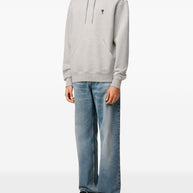 Ami Paris Ami De Coeur Cotton Hoodie - Light Grey