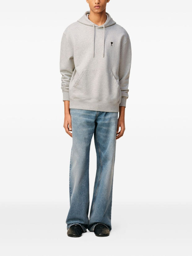 Ami Paris Ami De Coeur Cotton Hoodie - Light Grey