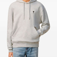 Ami Paris Ami De Coeur Cotton Hoodie - Light Grey