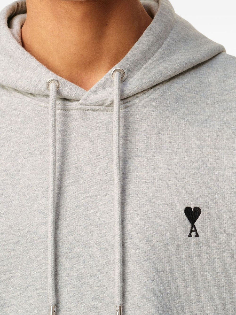 Ami Paris Ami De Coeur Cotton Hoodie - Light Grey