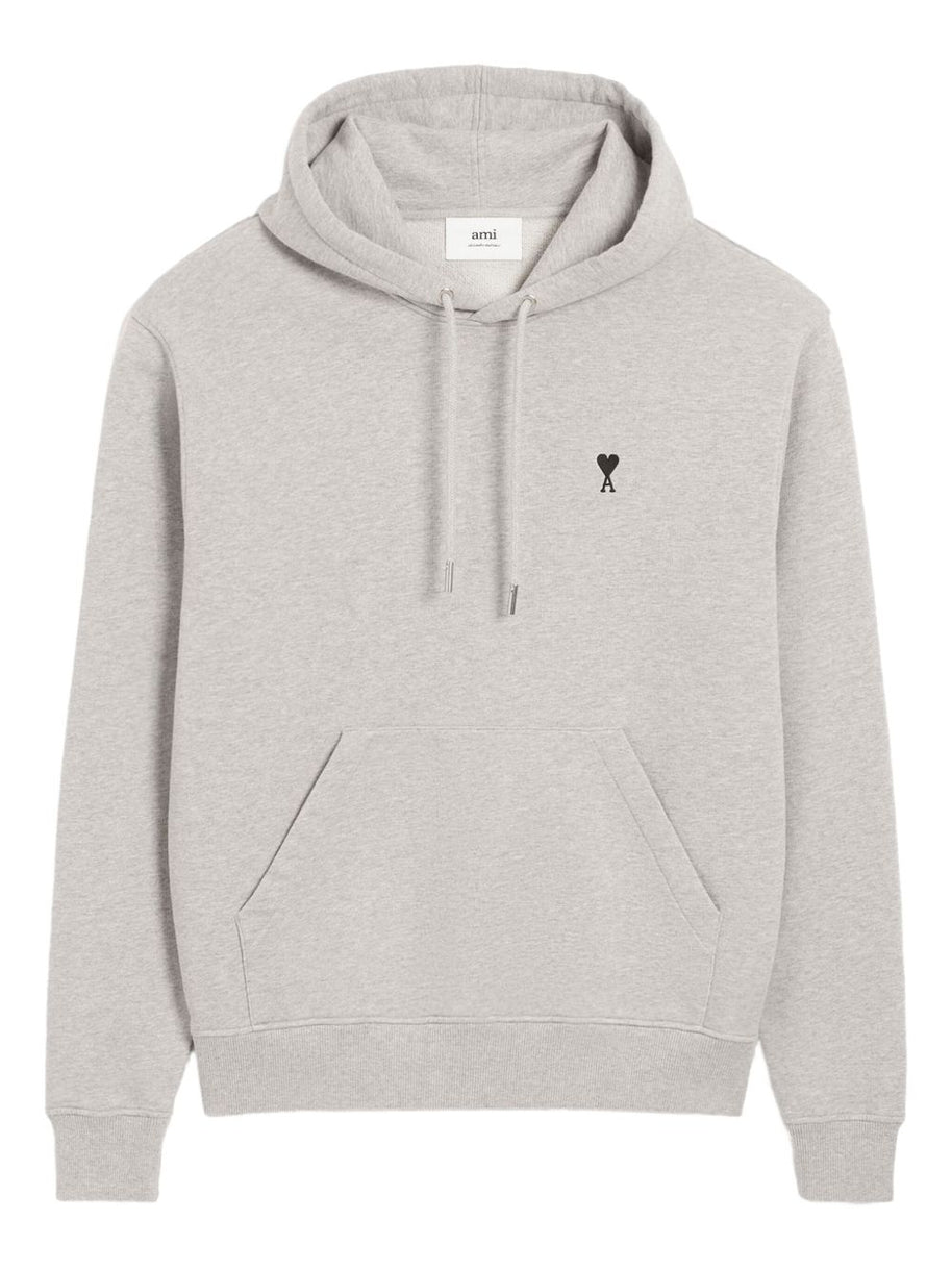 Ami Paris Ami De Coeur Cotton Hoodie - Light Grey