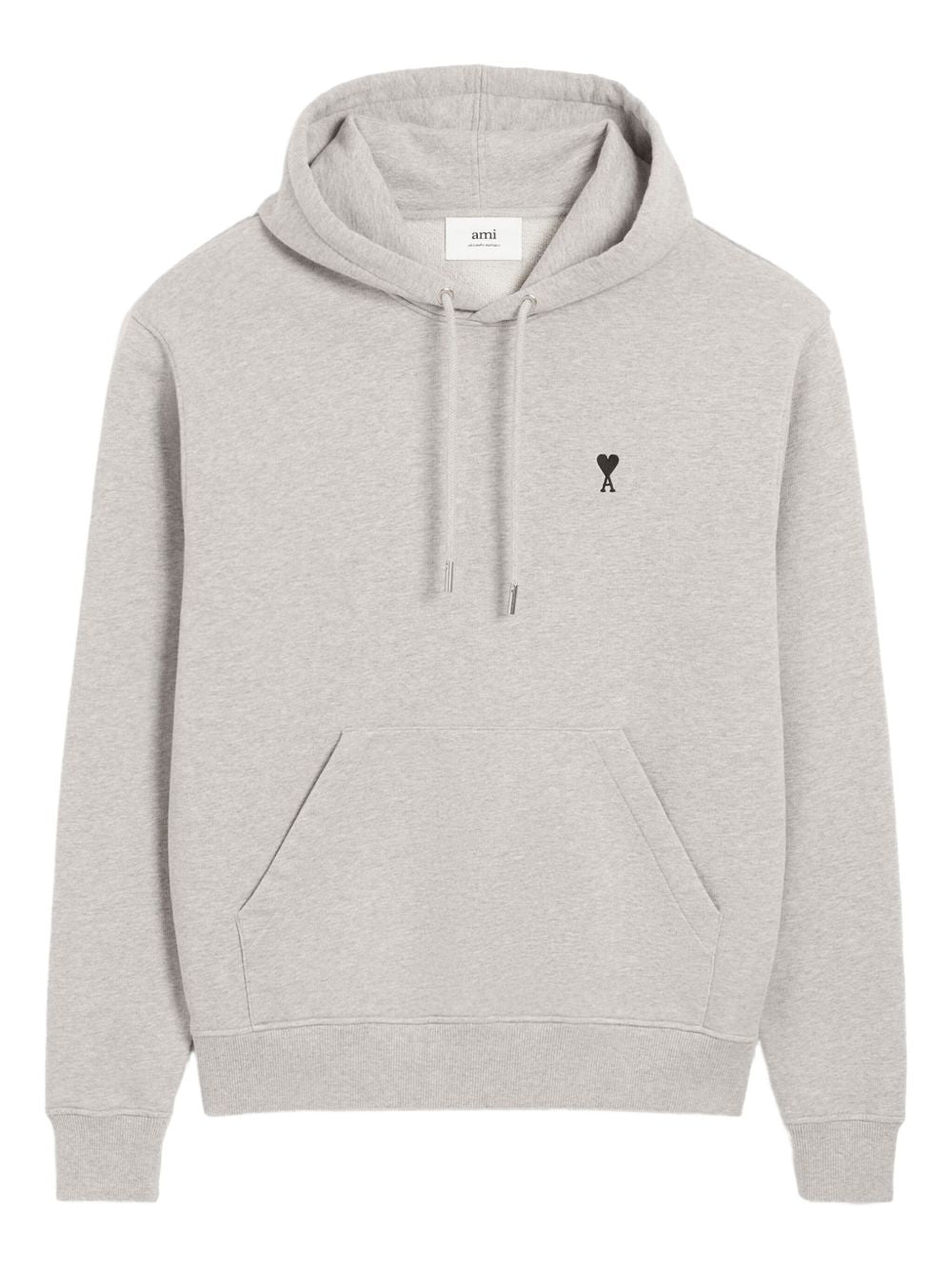 Ami Paris Ami De Coeur Cotton Hoodie - Light Grey