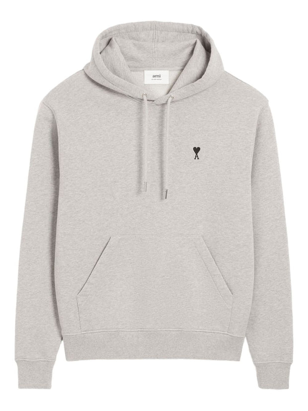 Ami Paris Ami De Coeur Cotton Hoodie - Light Grey