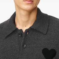 Ami Paris Ami De Coeur Wool Polo Shirt - Grey