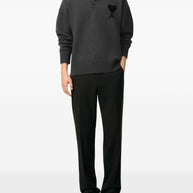 Ami Paris Ami De Coeur Wool Polo Shirt - Grey