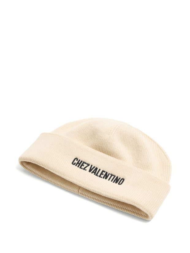 Valentino Garavani Chez Valentino Cotton And Wool Beanie - White