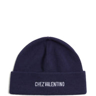 Valentino Garavani Chez Valentino Cotton And Wool Beanie - Blue