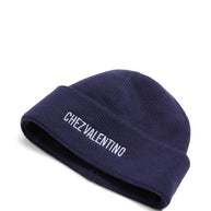 Valentino Garavani Chez Valentino Cotton And Wool Beanie - Blue