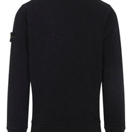Stone Island Logo Cotton Crewneck Sweatshirt - Black