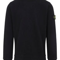 Stone Island Logo Cotton Crewneck Sweatshirt - Black