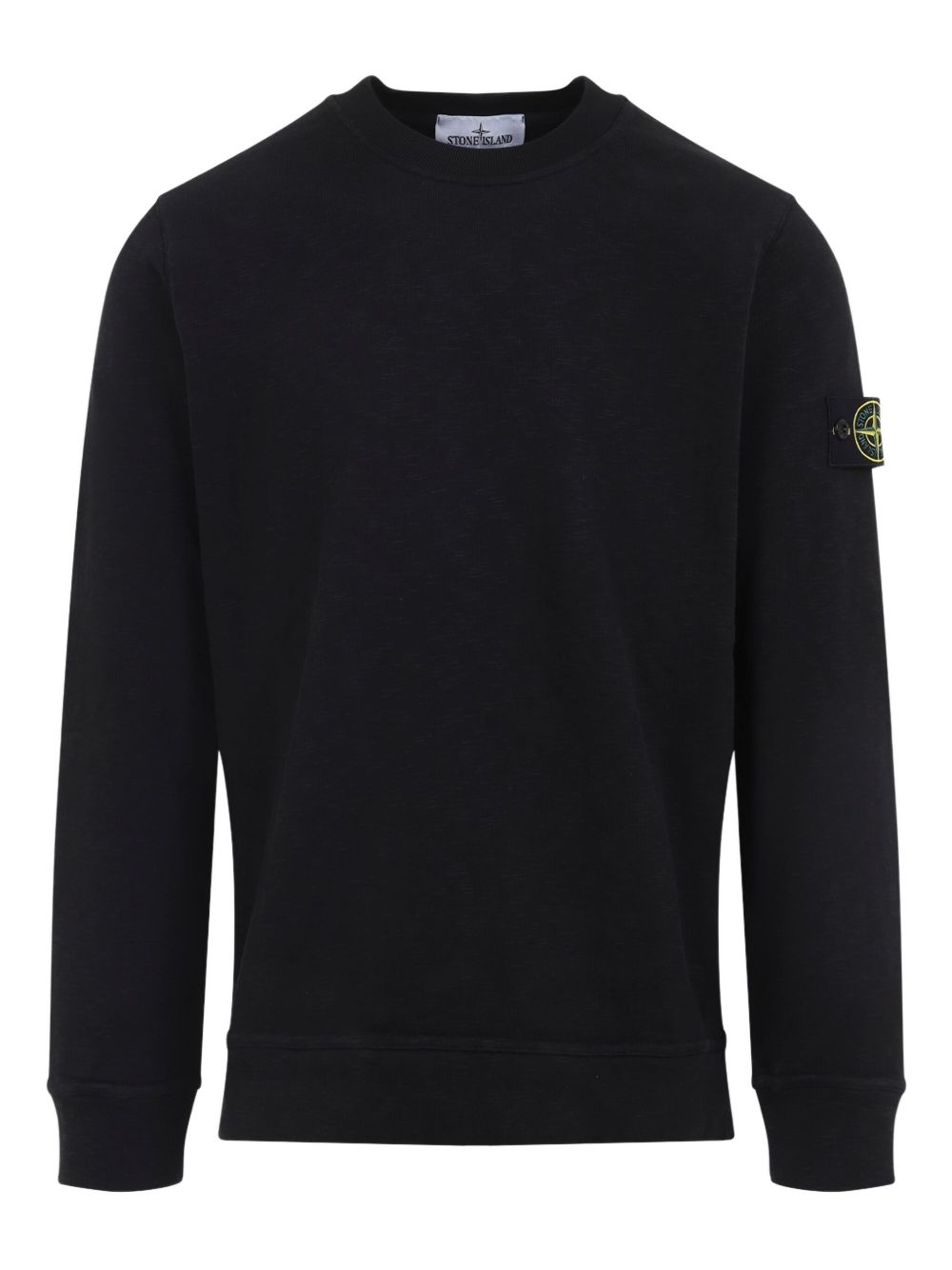 Stone Island Logo Cotton Crewneck Sweatshirt - Black