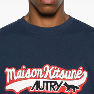 AUTRY X MAISON KITSUNE Logo Cotton T-shirt Blue