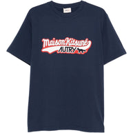 AUTRY X MAISON KITSUNE Logo Cotton T-shirt Blue