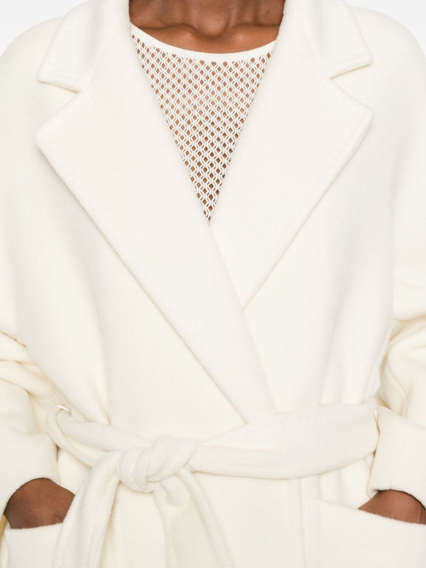 Tagliatore Wool Long Coat Cream