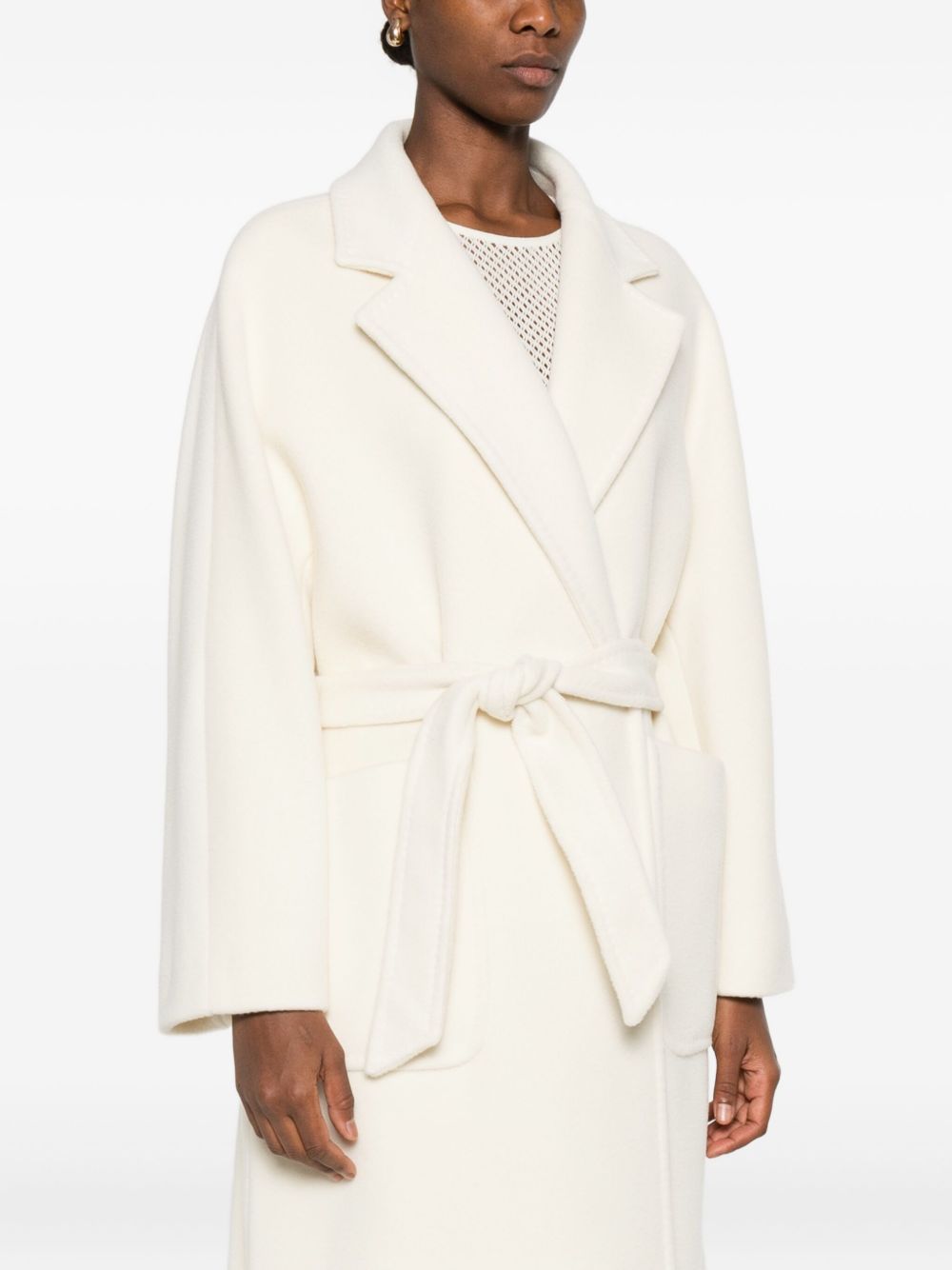 Tagliatore Wool Long Coat Cream