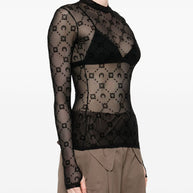 MARINE SERRE Monogram High-neck Top - Black