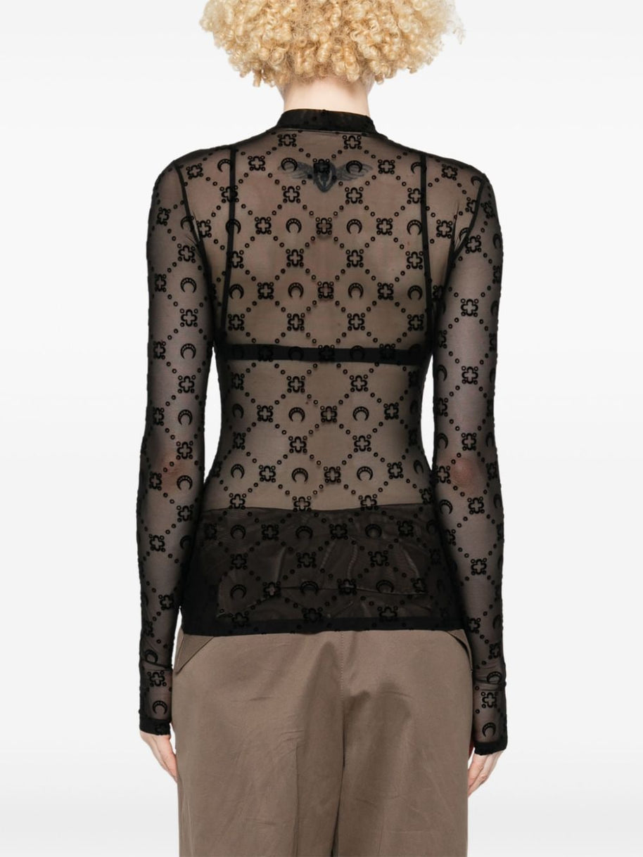 MARINE SERRE Monogram High-neck Top - Black