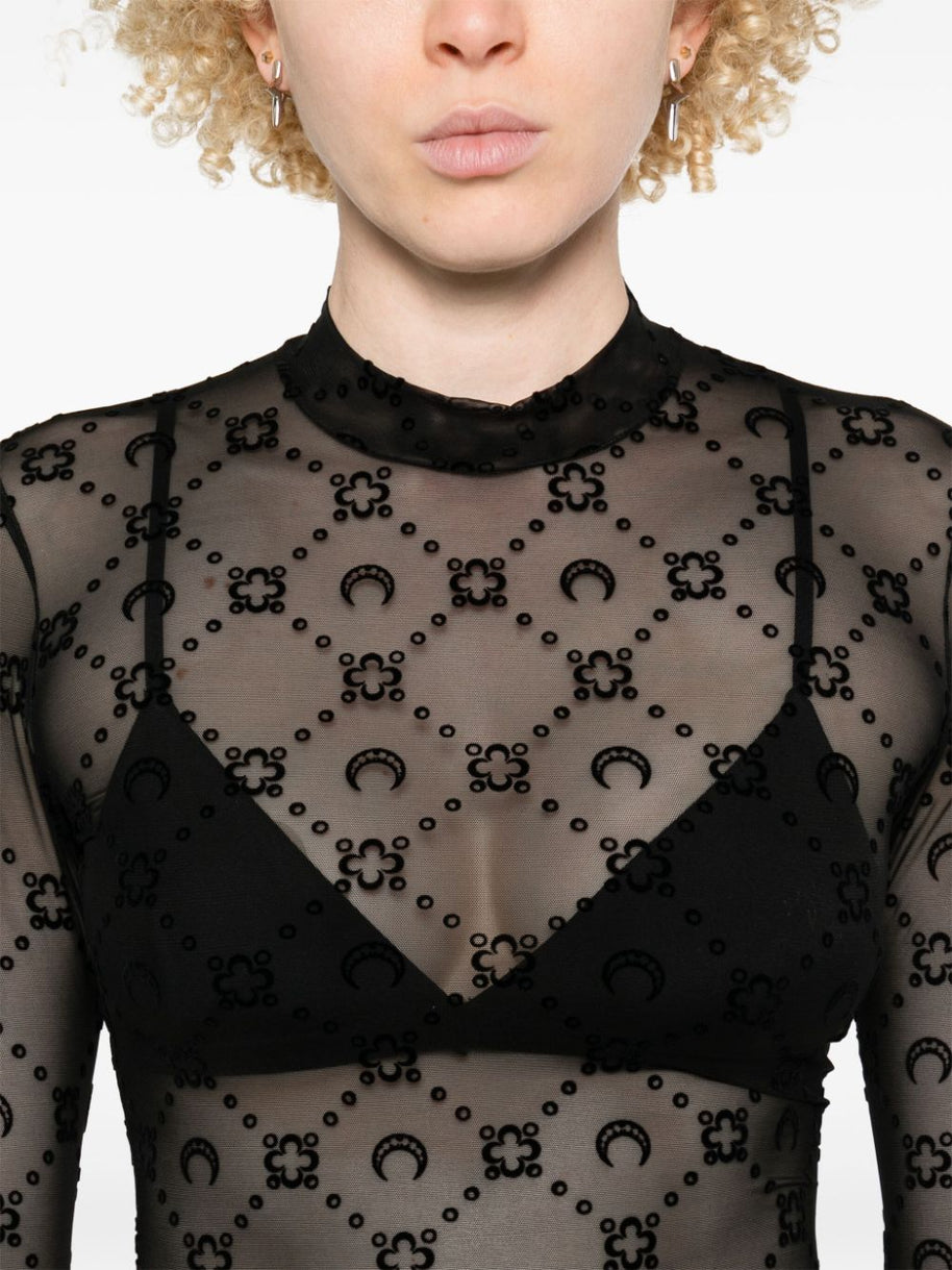 MARINE SERRE Monogram High-neck Top - Black