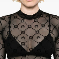 MARINE SERRE Monogram High-neck Top - Black