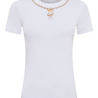 MARINE SERRE Trompe L'Oeil Jewelry Cotton T-shirt - White