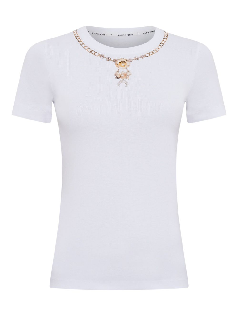 MARINE SERRE Trompe L'Oeil Jewelry Cotton T-shirt - White