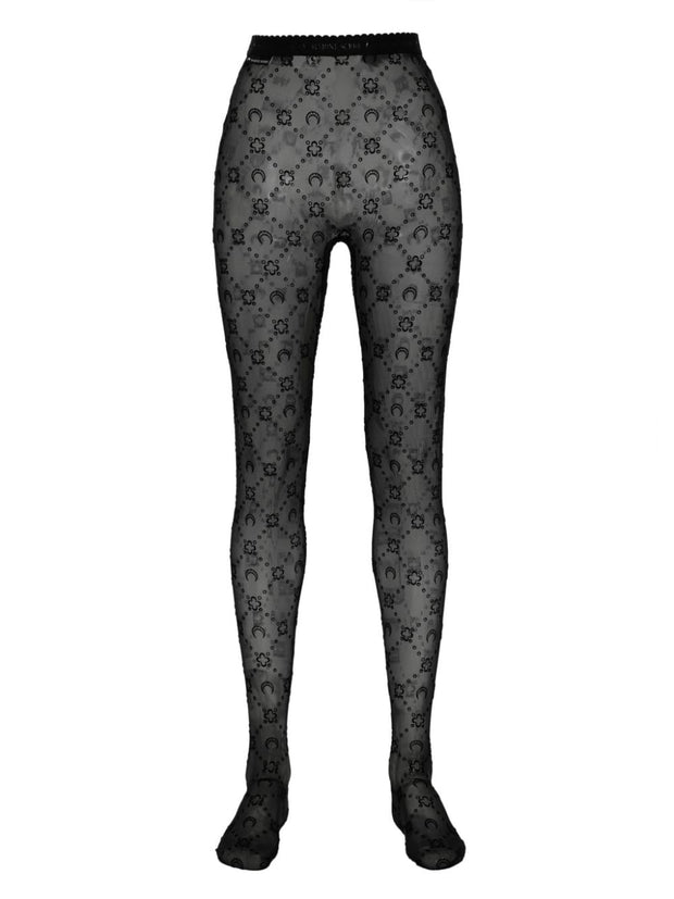 MARINE SERRE Monogram Tights - Black
