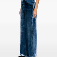 Pierre Louis Mascia Silk Denim Print Trousers - Blue