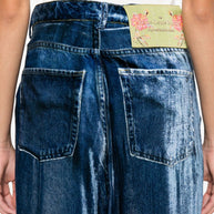 Pierre Louis Mascia Silk Denim Print Trousers - Blue