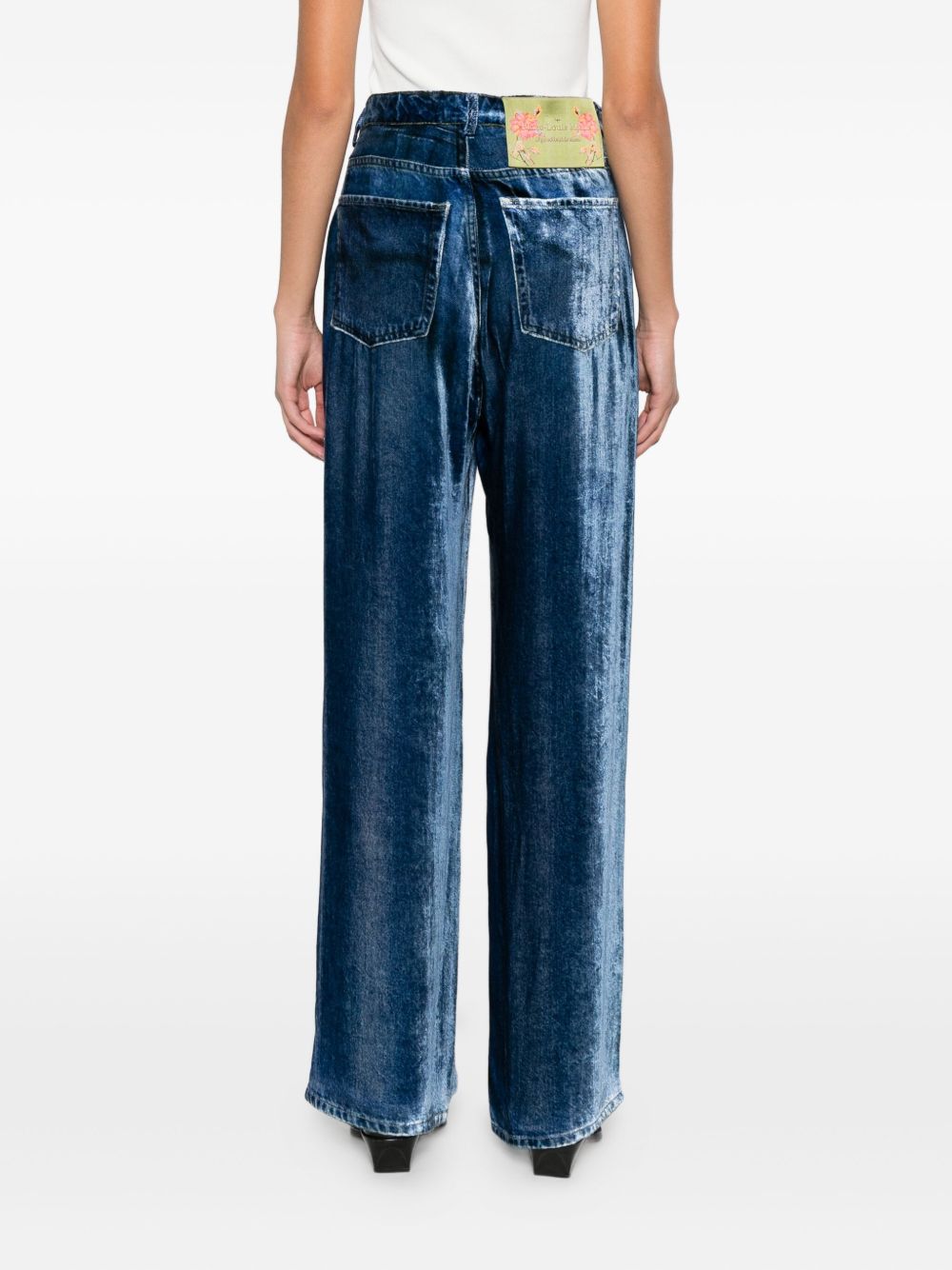 Pierre Louis Mascia Silk Denim Print Trousers - Blue