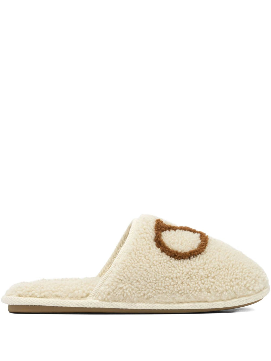 Valentino Garavani VLogo Wool Slippers - White