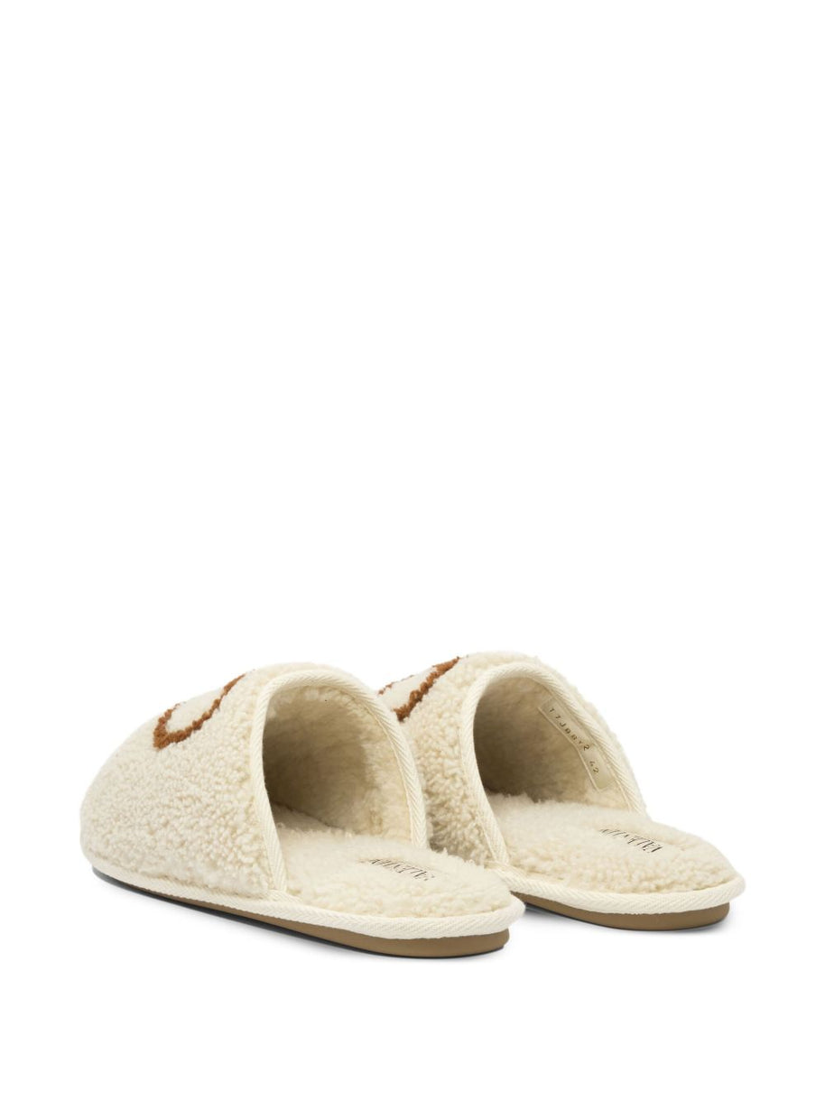 Valentino Garavani VLogo Wool Slippers - White