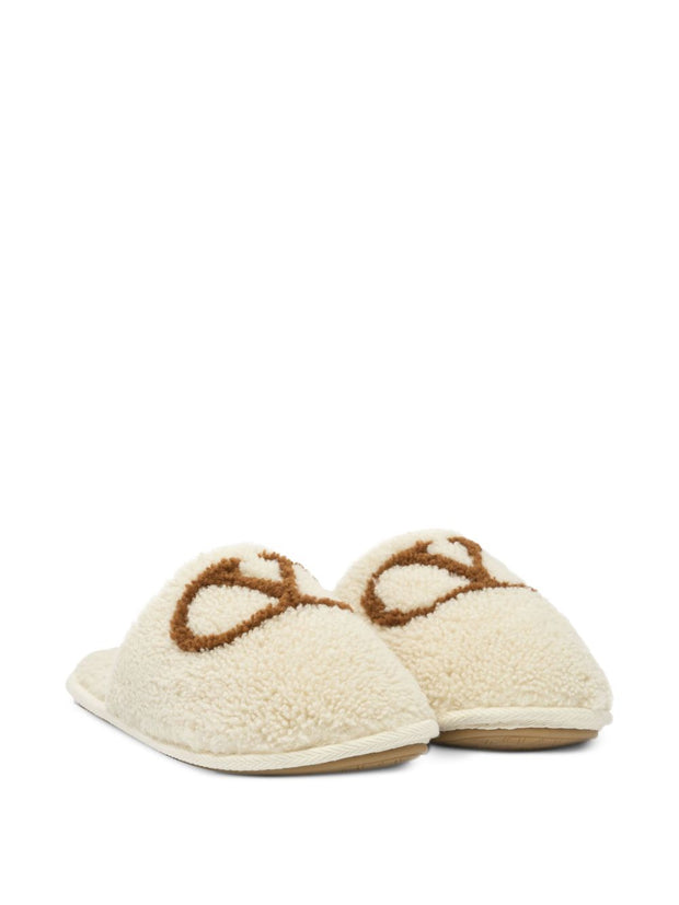 Valentino Garavani VLogo Wool Slippers - White