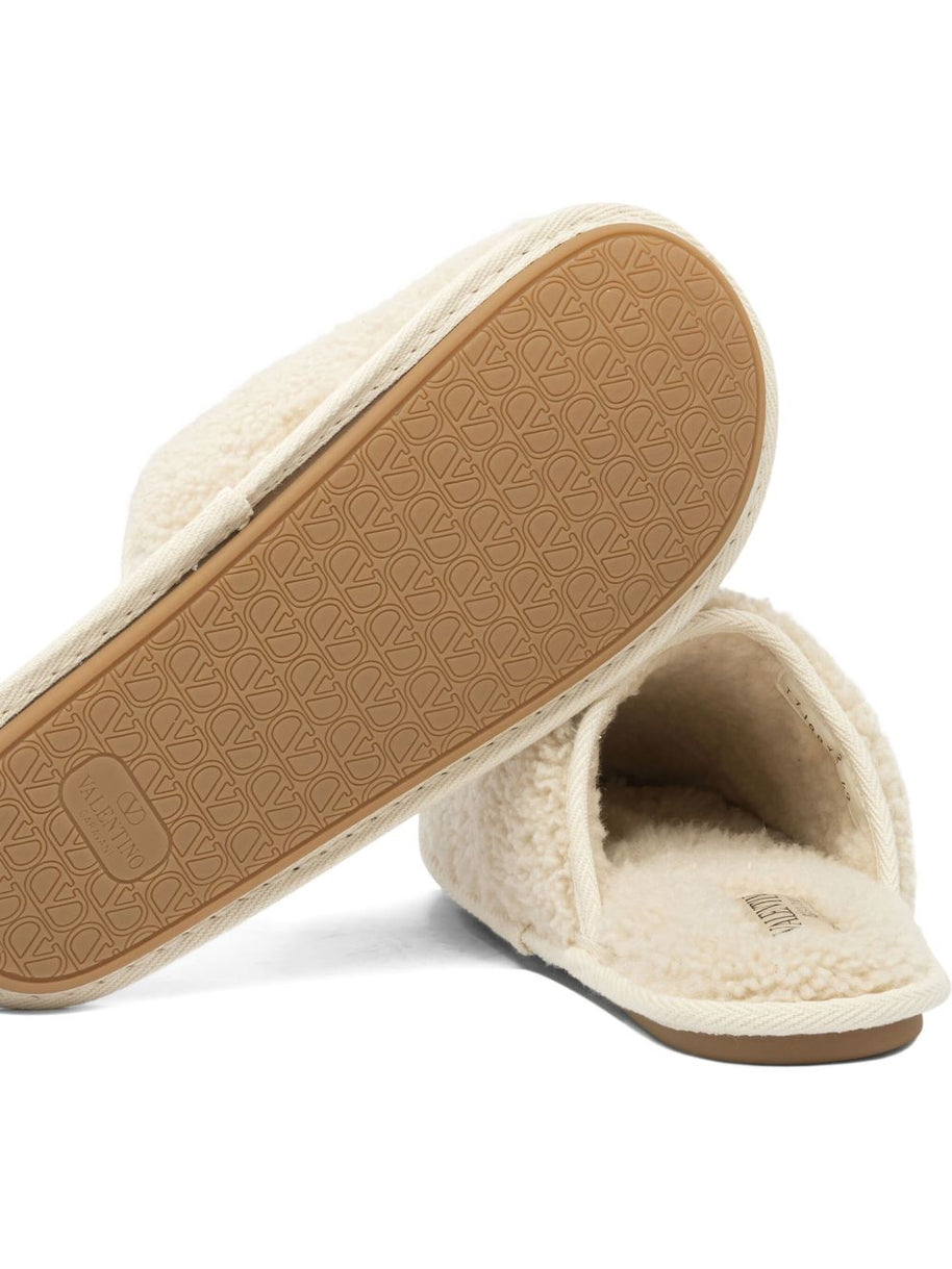 Valentino Garavani VLogo Wool Slippers - White