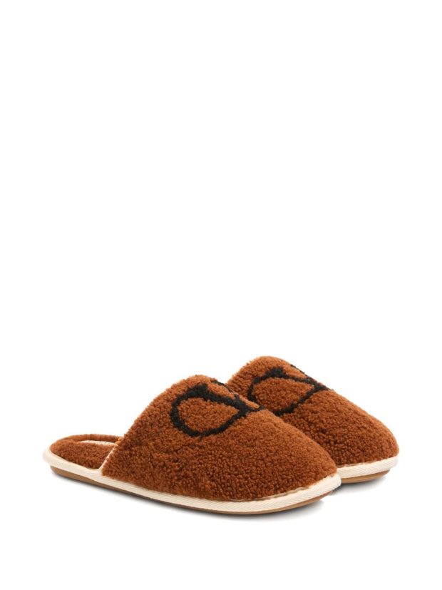Valentino Garavani VLogo Wool Slippers - Brown