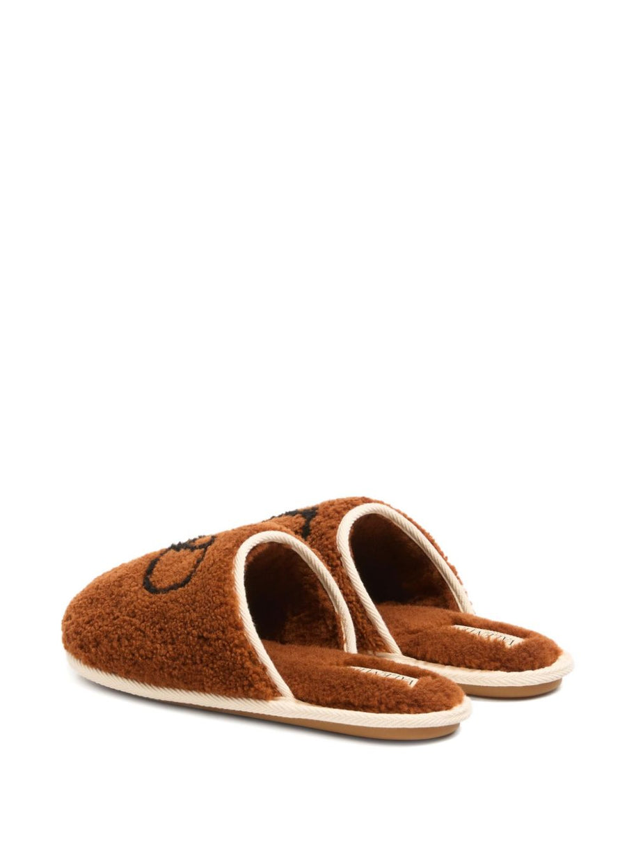 Valentino Garavani VLogo Wool Slippers - Brown