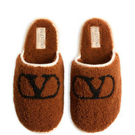 Valentino Garavani VLogo Wool Slippers - Brown