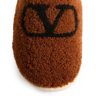 Valentino Garavani VLogo Wool Slippers - Brown