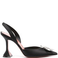 Amina Muaddi Begum Satin Slingback Pumps Black