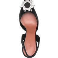 Amina Muaddi Begum Satin Slingback Pumps Black