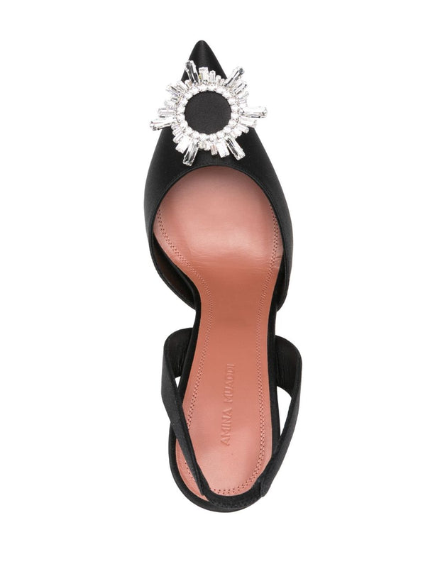 Amina Muaddi Begum Satin Slingback Pumps Black