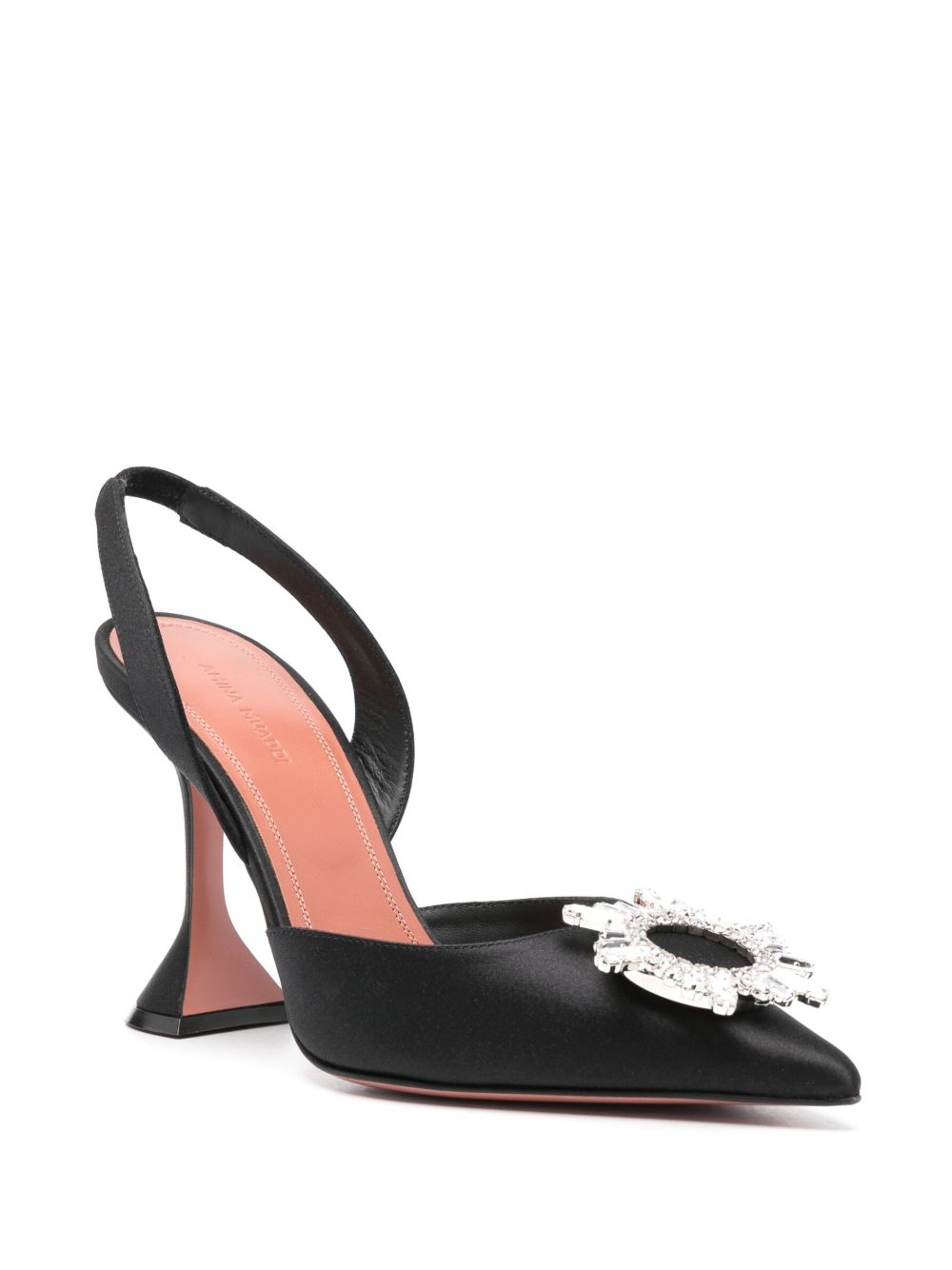 Amina Muaddi Begum Satin Slingback Pumps Black