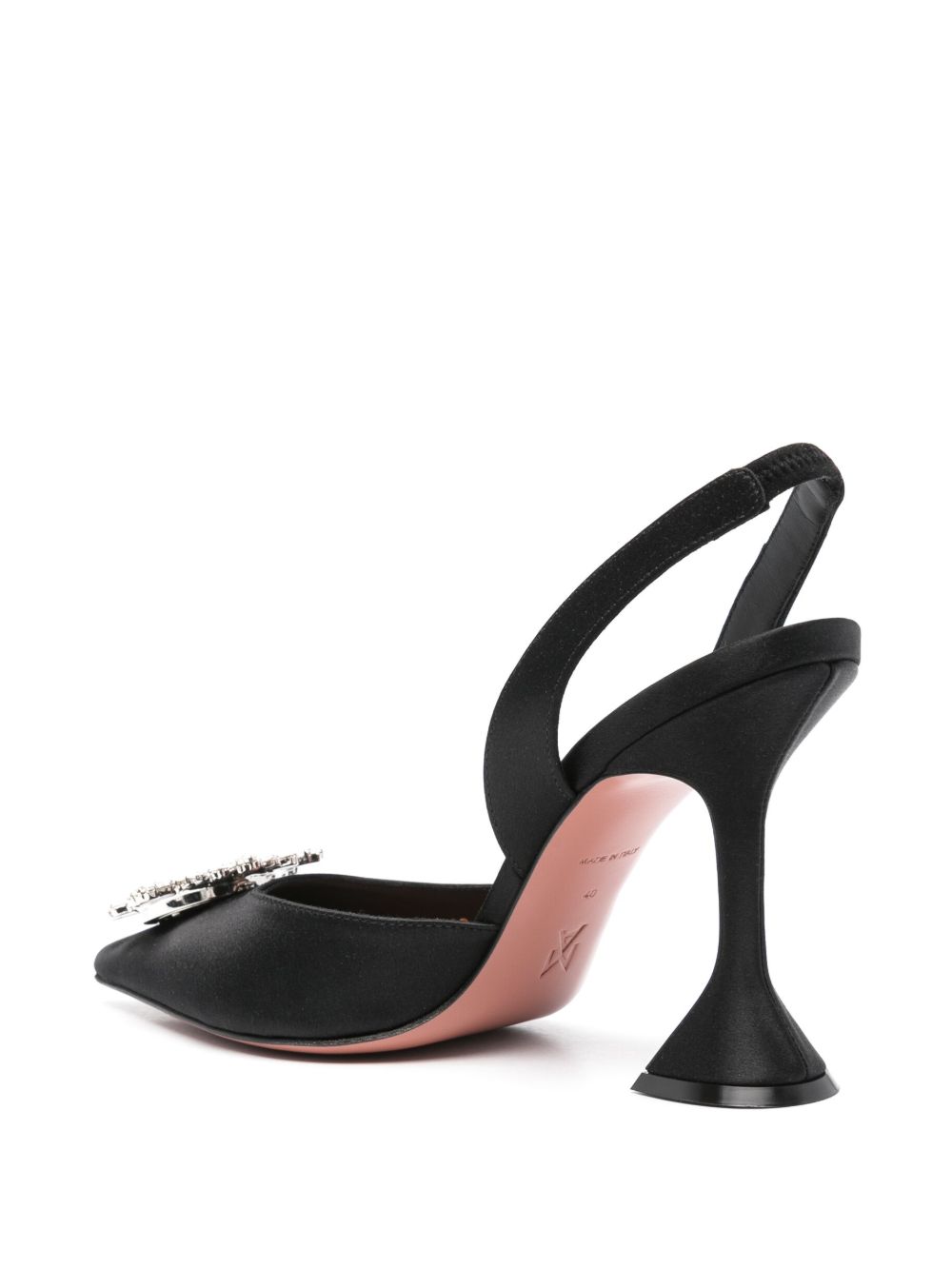 Amina Muaddi Begum Satin Slingback Pumps Black