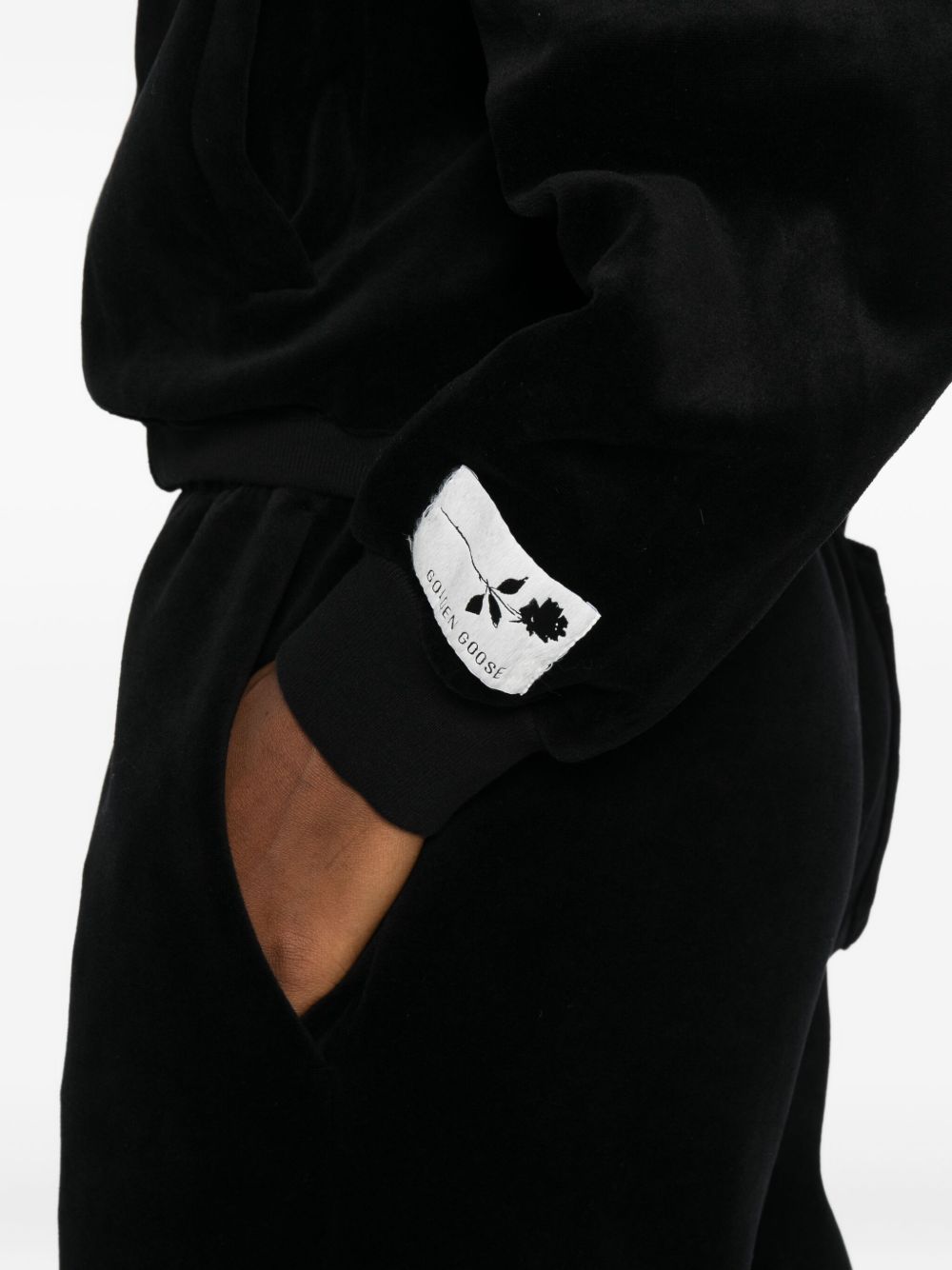 Golden Goose Cotton Cropped Hoodie Black