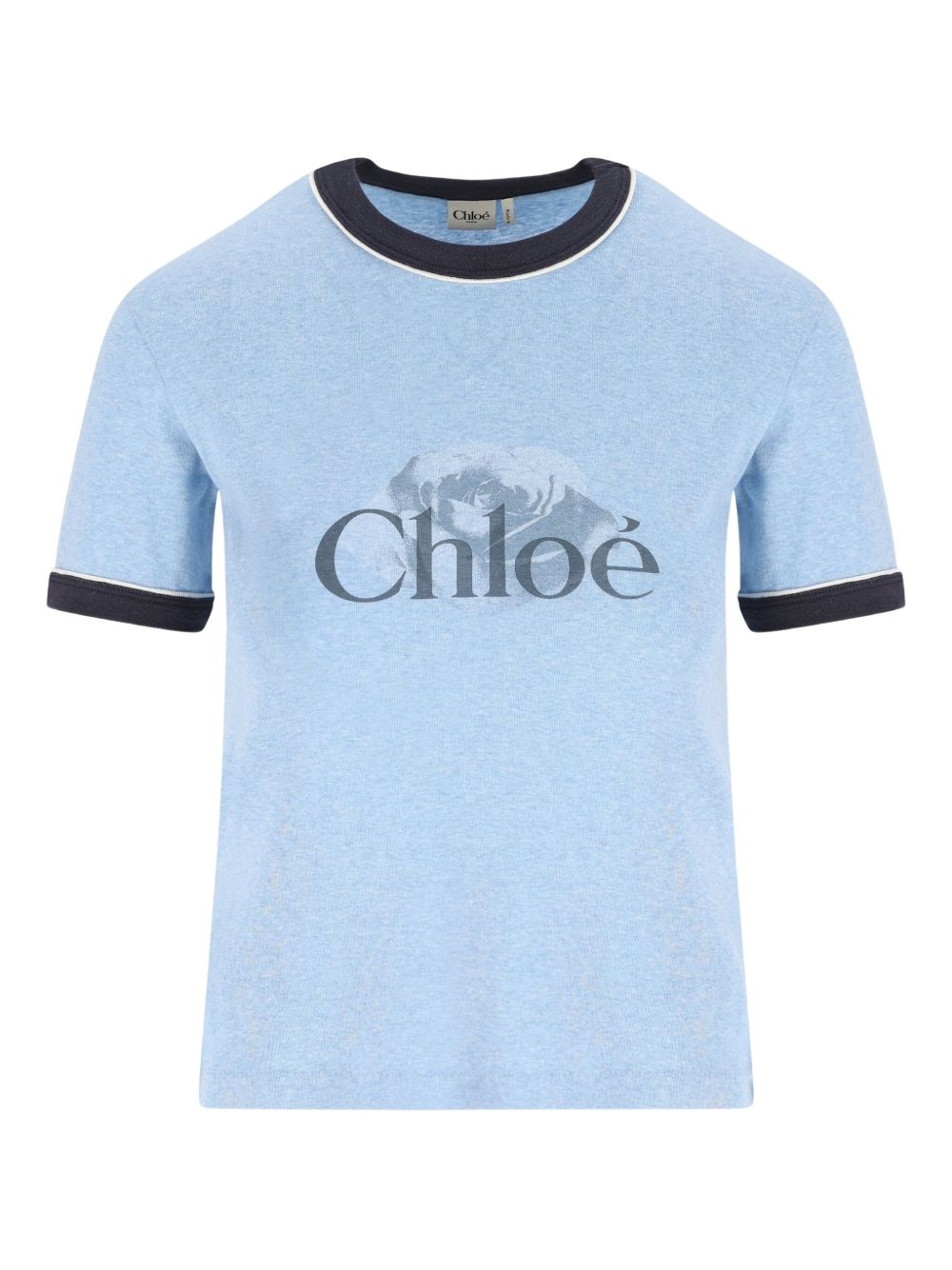 Chloé Rose Logo Cotton T-shirt Blue