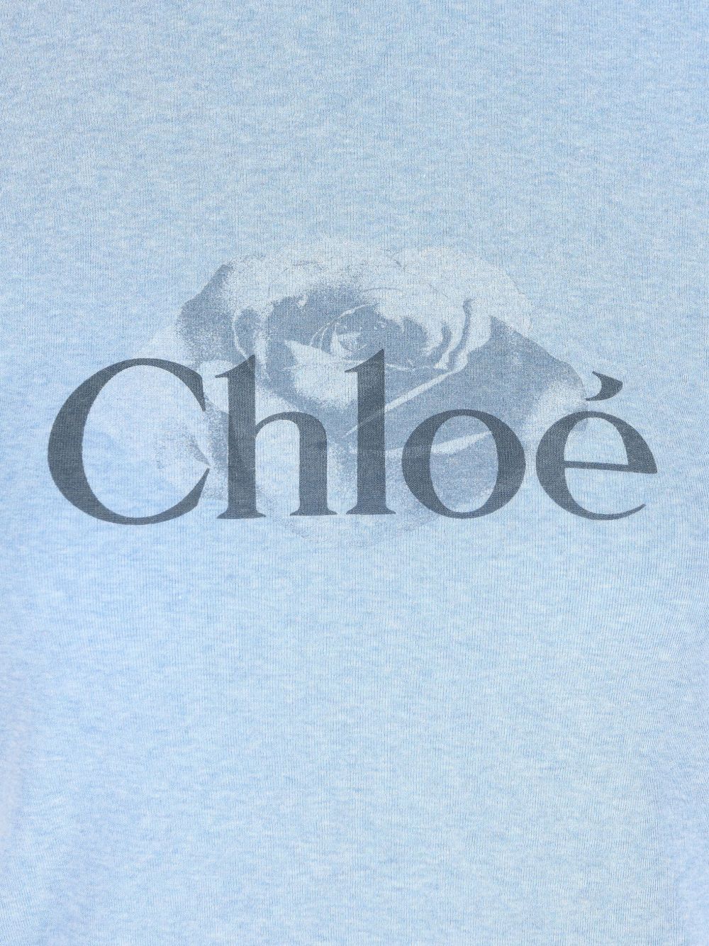Chloé Rose Logo Cotton T-shirt Blue