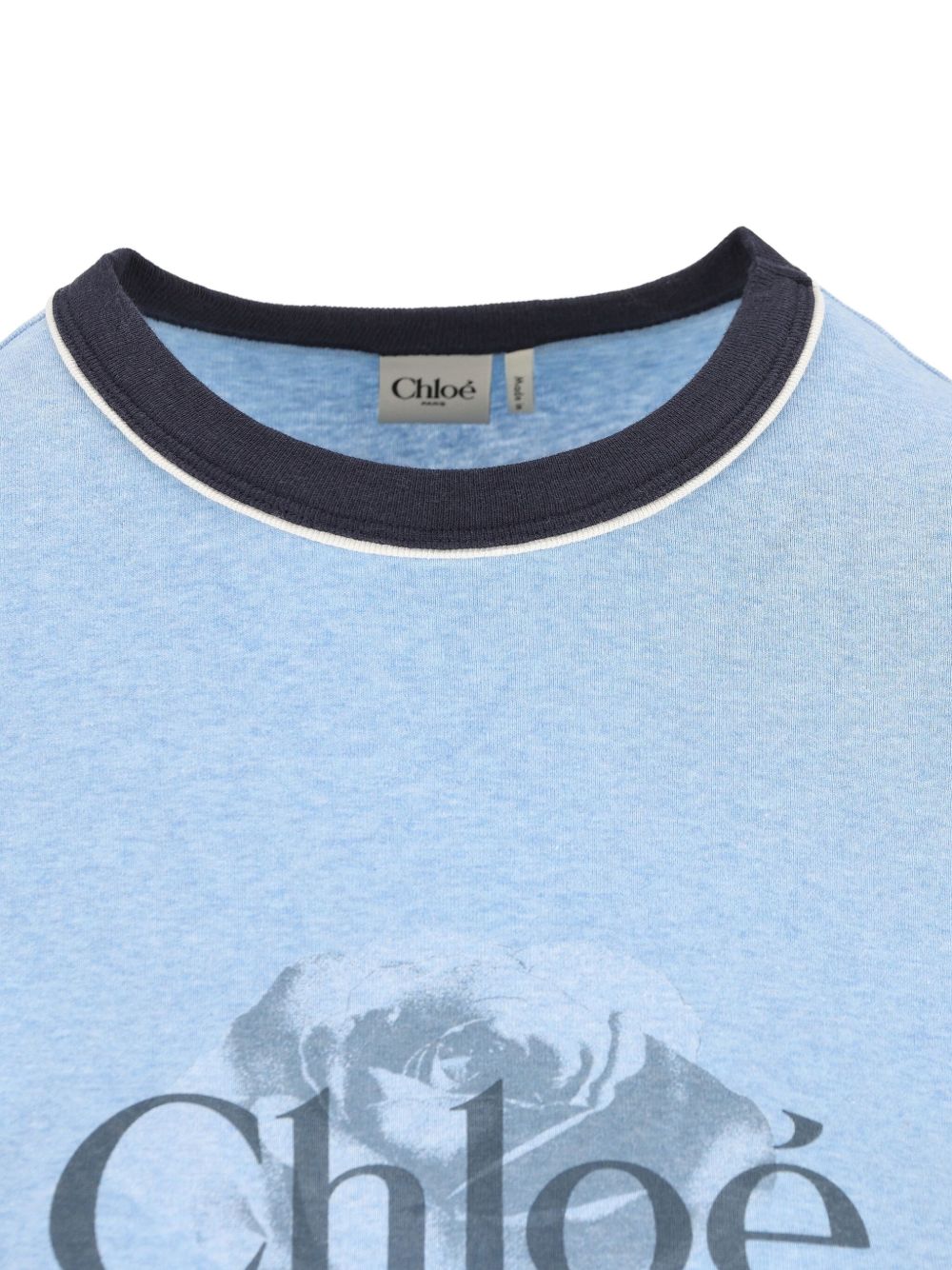 Chloé Rose Logo Cotton T-shirt Blue