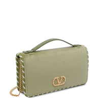 Valentino Garavani VLogo Signature Velvet Wallet On Chain Green