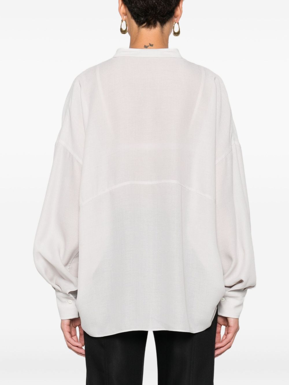 Brunello Cucinelli Silk V-necked Blouse - Light Grey